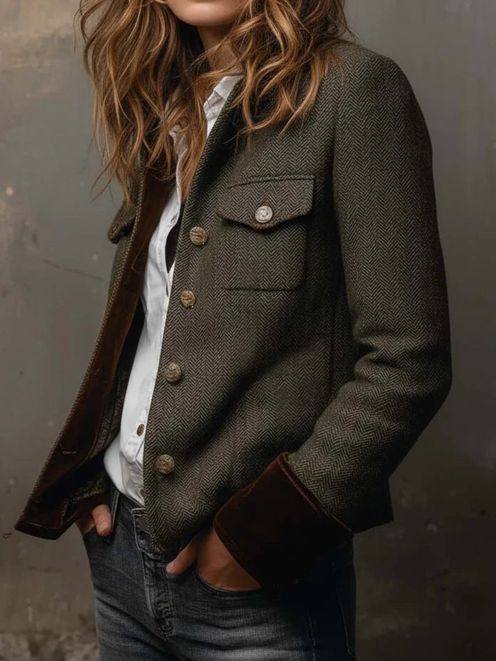 Dolores | Blazer de Sarga con Ribetes en Contraste