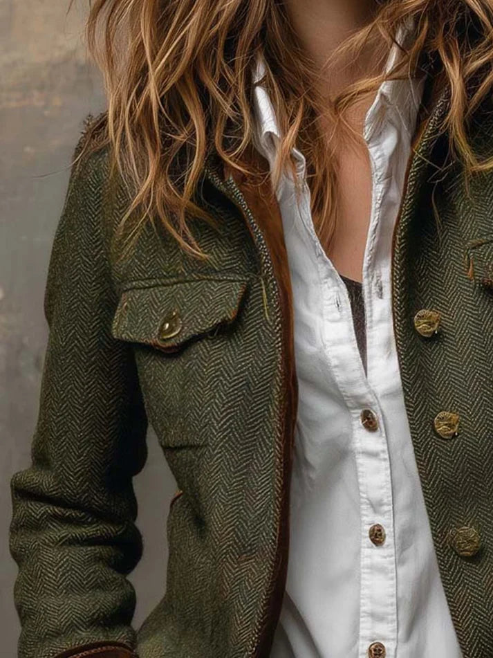 Dolores | Blazer de Sarga con Ribetes en Contraste