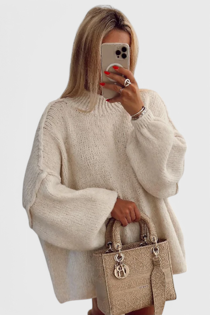 Cassia Jersey de Punto Oversized con Mangas Globo