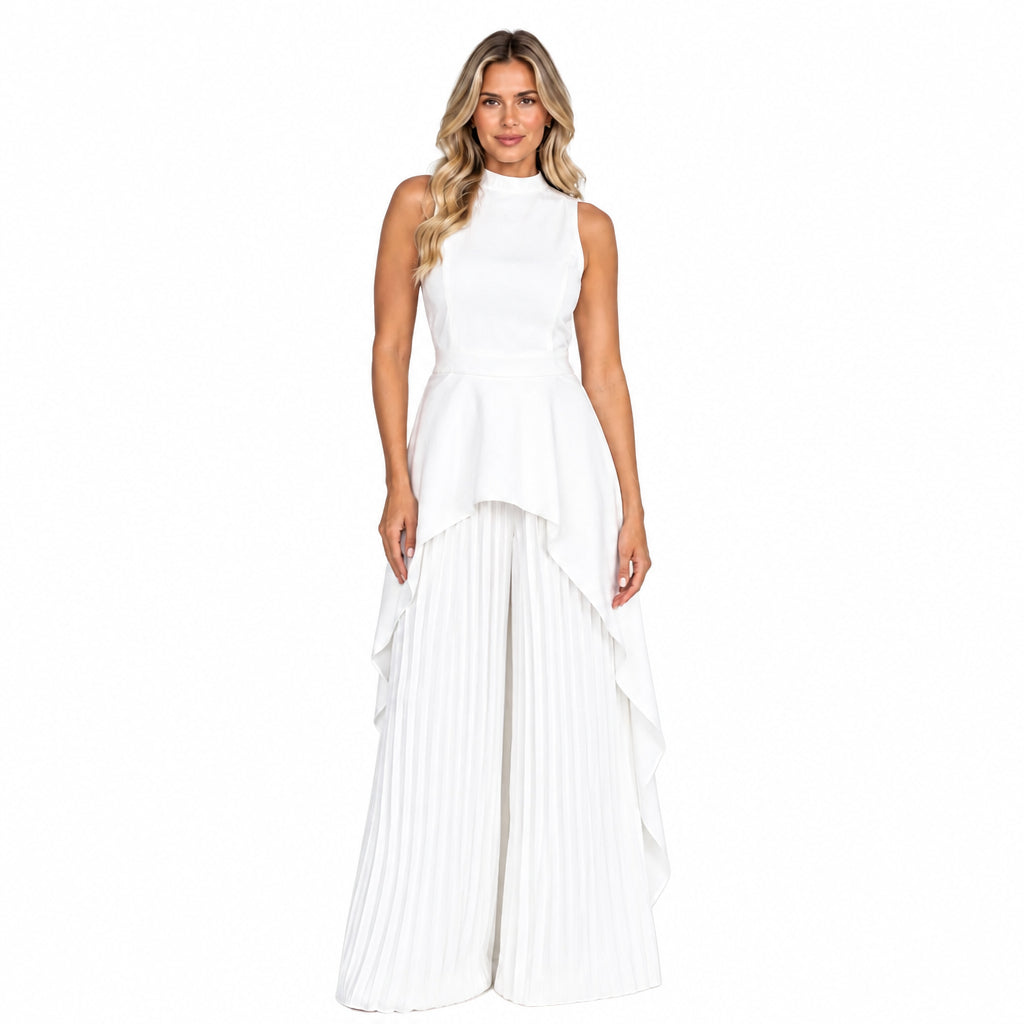Chrysoula Conjunto Asimétrico con Pantalón Plisado